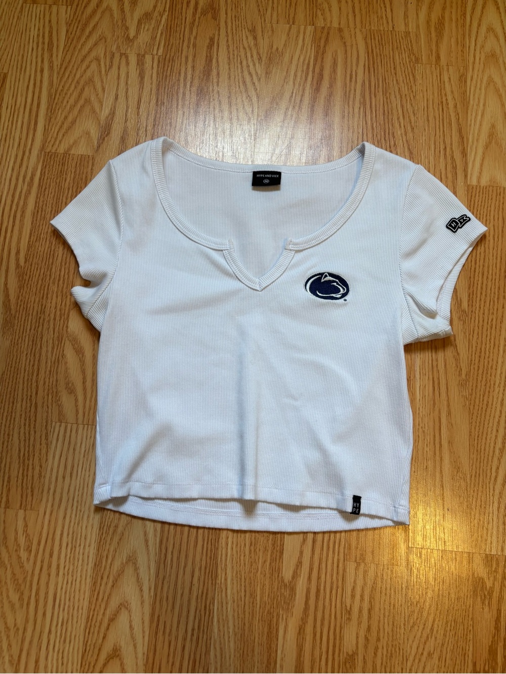 Hype and Vice Penn State Nittany Lions White Ribbed Crop Top Shirt Size m